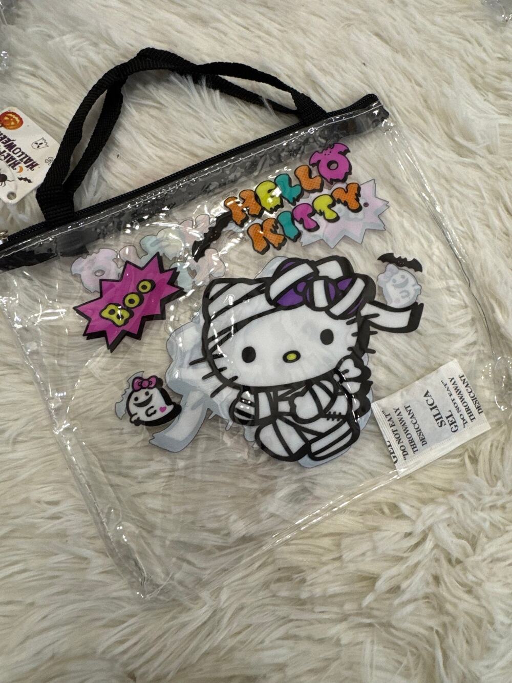 Hello Kitty clear Halloween zip up bag with mummy Hello Kitty graphic